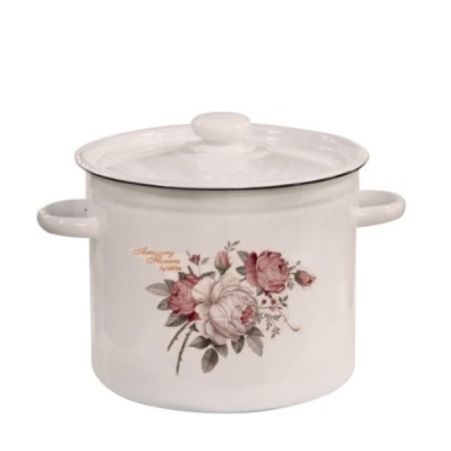 Емайлирана тенджера 4,5л "Rose Amazing Flowers" Н-(I1615/2mroseAF) - Horecano