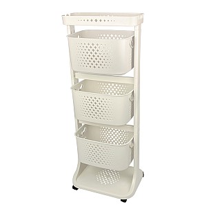 Пластмасов стелаж на 4 етажа с колела 44x33xh112см №3 крем TZ-749.03 - Titiz