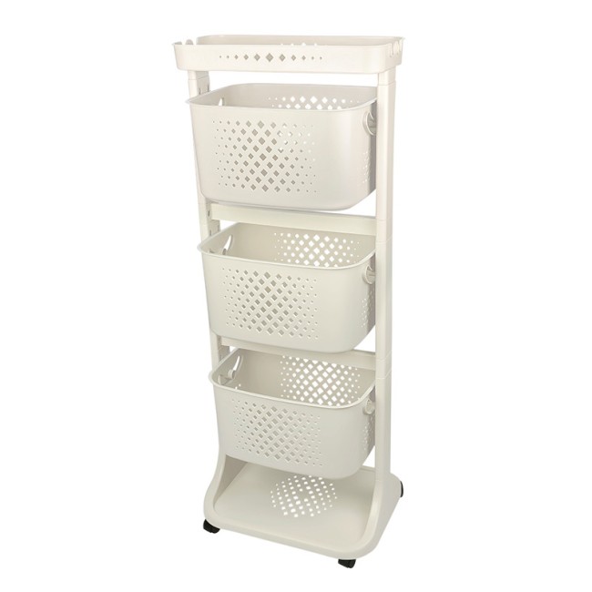 Пластмасов стелаж на 4 етажа с колела 44x33xh112см №3 крем TZ-749.03 - Titiz