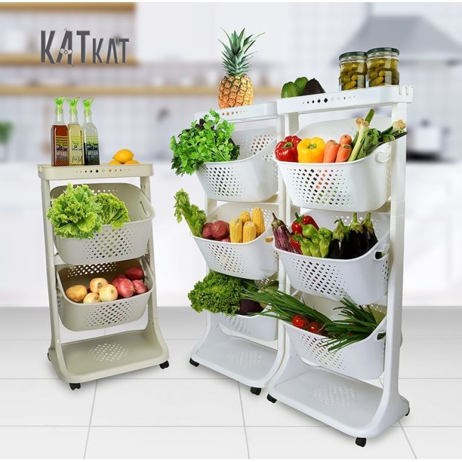 Пластмасов стелаж на 4 етажа с колела 44x33xh112см №3 крем TZ-749.03 - Titiz