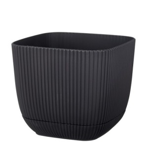 Пластмасова саксия, квадратна, №3, 15x15xh13см, 1,8л, антрацит HOME-(G-383-A) - Horecano