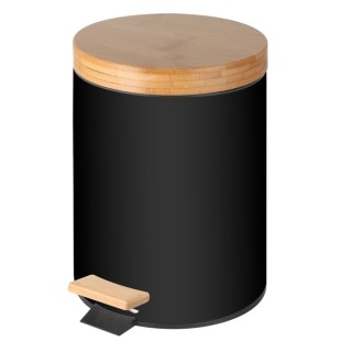 Кош с педал и бамбуков капак 12л. ЧЕРЕН ф25xh38cm HORECANO HOME-(78648-HF002-B)