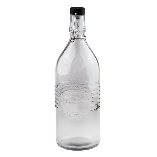 Стъклена бутилка с черен клипс 1л OLD FASHIONED-(213210-BL-LF) - Horecano