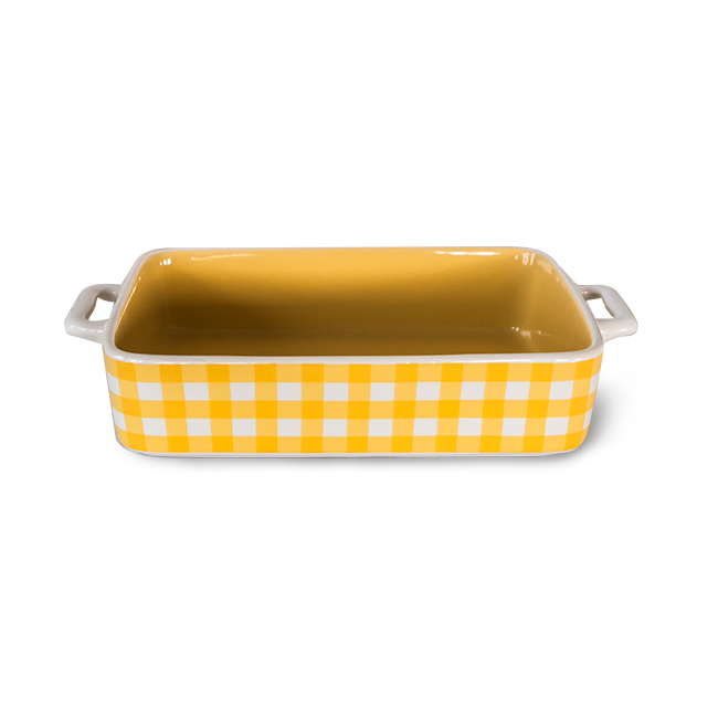Керамична тава правоъгълна  жълто  каре 32,3x19,2xh6,2см (8119-Y)  - Horecano