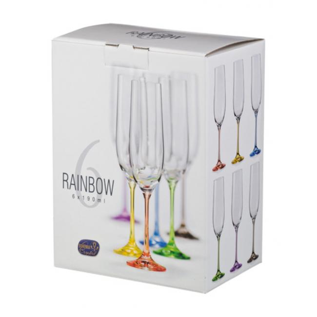 Стъклена чаша за шампанско 190мл RAINBOW(40729)- Crystalex