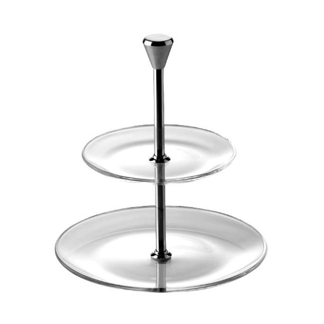 Стъклена стойка кръгла  на 2 нива 15-21xh23см VIDIVI-FULL MOON (60988EM)