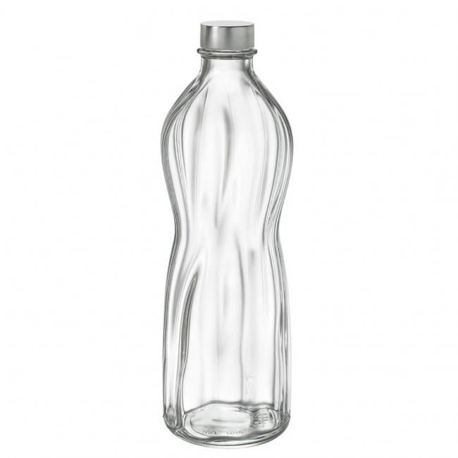 Стъклена бутилка за вода с капачка 1л ф8,9см h28,1см AQUA-(1.91865) - Bormioli Rocco