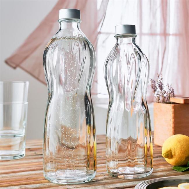 Стъклена бутилка за вода с капачка 1л ф8,9см h28,1см AQUA-(1.91865) - Bormioli Rocco