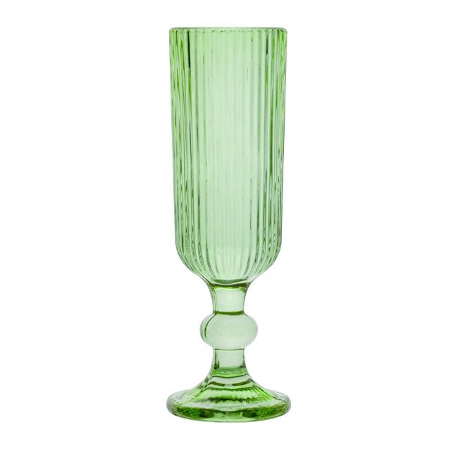 Стъклена чаша за шампанско 150мл ф6xh18,5см зелена BLOOM-(AT122104G) - Horecano