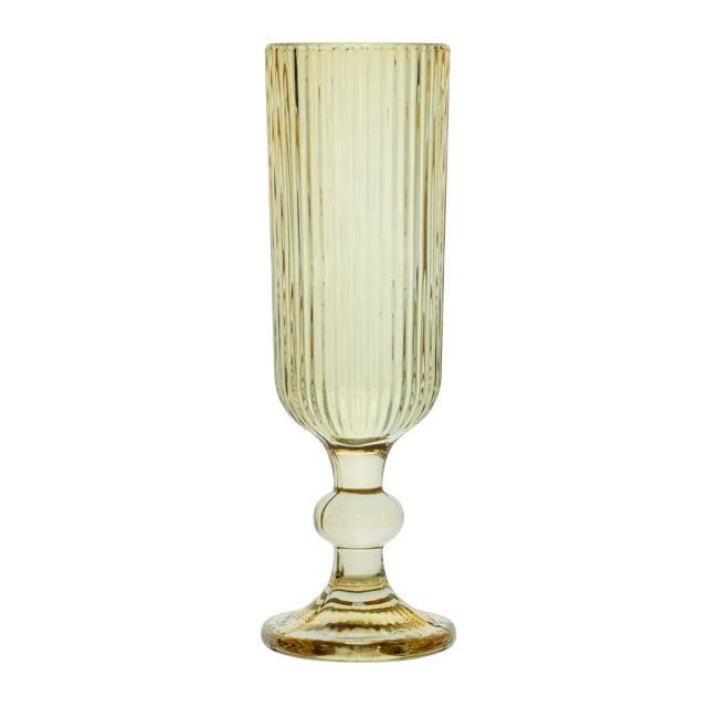 Стъклена чаша за шампанско 150мл ф6xh18,5см жълта BLOOM-(AT122104A) - Horecano