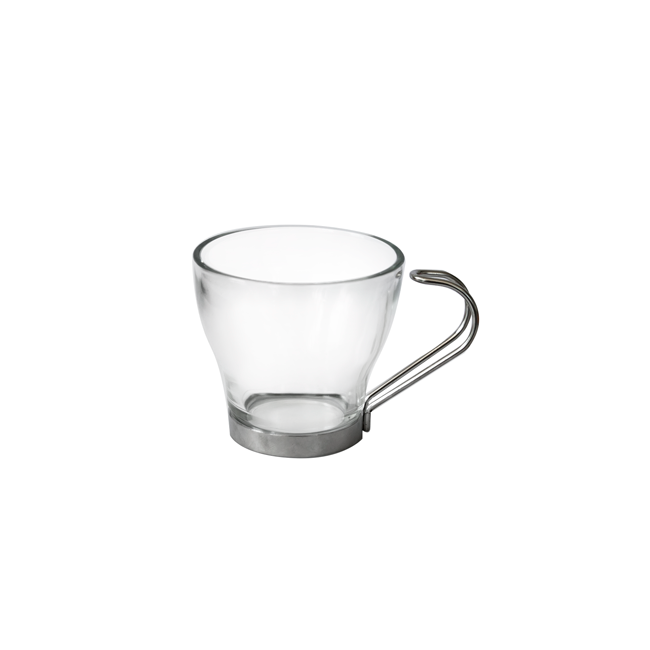 Стъклена чаша за еспресо  / топли напитки  с метална дръжка-100мл - 3бр COK (158-K1002)BOMBON