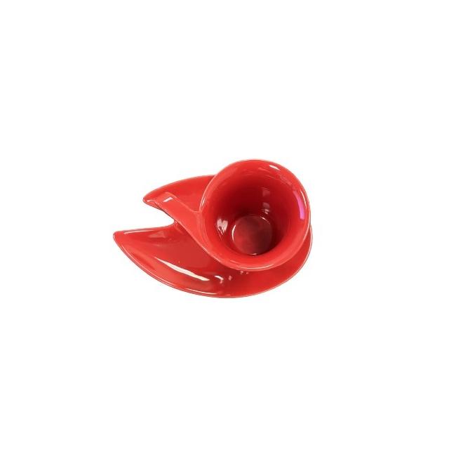 Порцеланова чаша с чинийка червена (С ЛОГО) DY1074/1 120мл  - Китайски порцелан