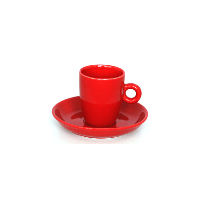 Порцеланова чаша с чинийка червена DY0798 250мл  - Китайски порцелан