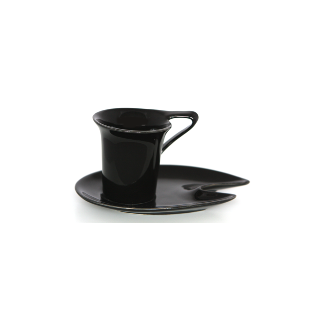 Порцеланова чаша с чинийка  черна DY1074 70мл  - Китайски порцелан
