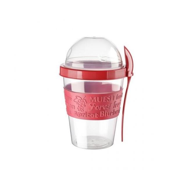 Чаша с капак и лъжичка за йогурт 600мл PVC различни цветове TZ-AP-9199 - Titiz 
