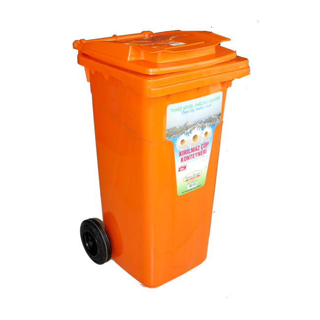 Пластмасов кош за отпадъци 55x48x94см 120л. оранжев (CK-404)  -  Irak Plastik