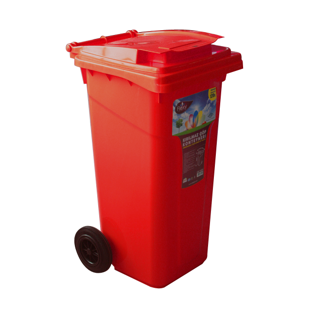 Пластмасов кош за отпадъци 55x48x94см 120л. червен (CK-404) - Irak Plastik
