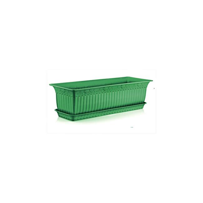 Пластмасова саксия АНТИК зелена 60x20x17см 13л ИП-(АВ-200) - Irak Plastik
