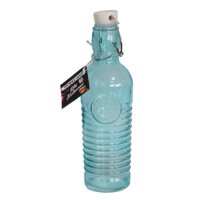 Стъклена бутилка с клипс синя 1л OLD FASHIONED-BLUE-(339269-B) - Horecano