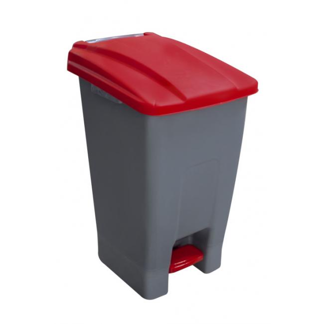 Пластмасов кош за разделно сметосъбиране с педал и колела 70л червен 44x52x74,5см PLANET-(UP-210) 