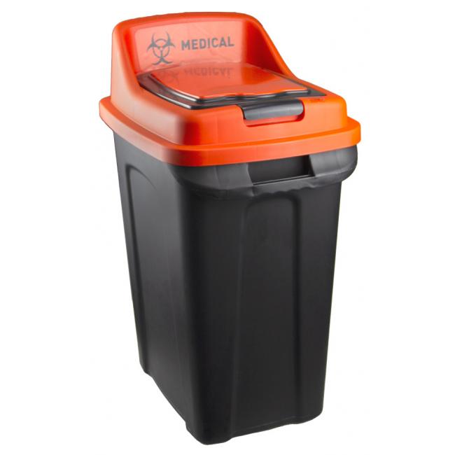 Пластмасов кош за разделно сметосъбиране 50л оранжев / черен PLANET-(UP 284)