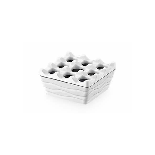 Меламинов пепелник ветроустойчив квадратен с капак 9x9x4.5см бял KN-(1600) - Kulsan 