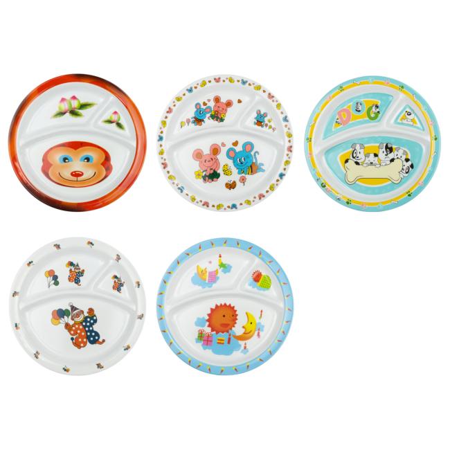 Меламинова трисекционна детска чиния / ордьовър, различни декори (4003) - Horecano