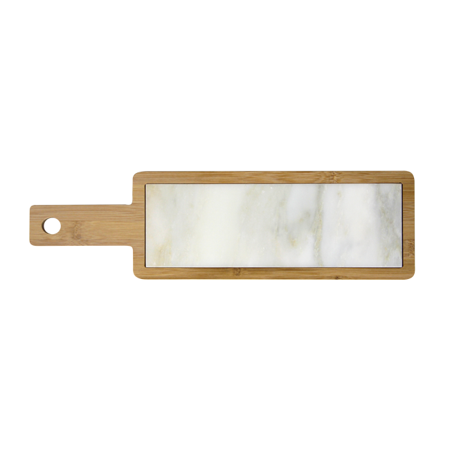 Бамбукова дъска  с мраморна плоча  за сервиране 45х13х1.5см (мрамор 30х10х1см) HORECANO- (1270SJ4508)