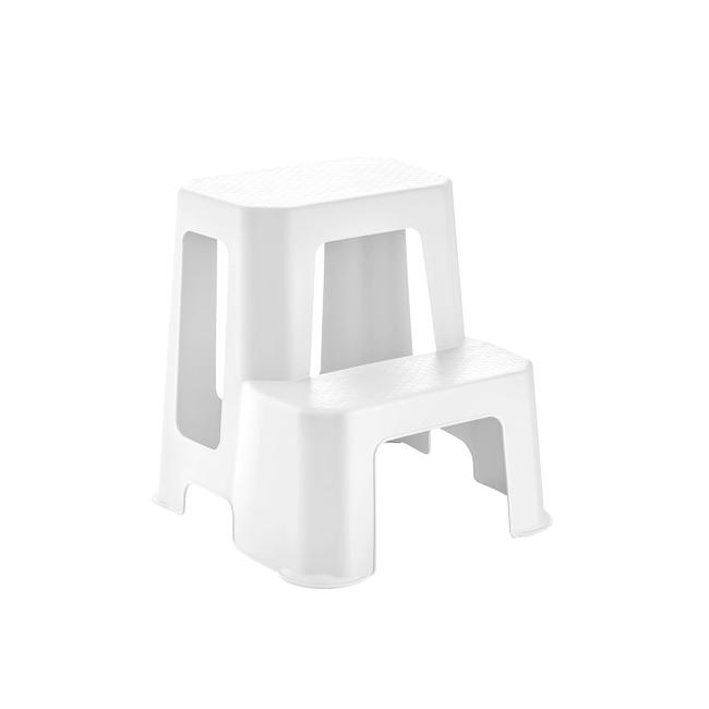 Пластмасова табуретка - стълба 42,7x44,2x44,2см бяла KIDS-(6115-W) - Horecano