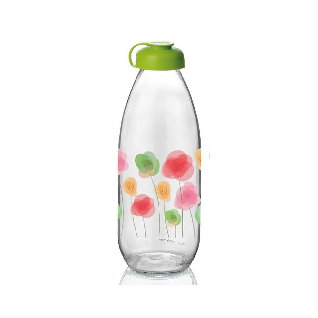 Стъклена бутилка за мляко с декор 1л M-151906/151944-(M) - Horecano