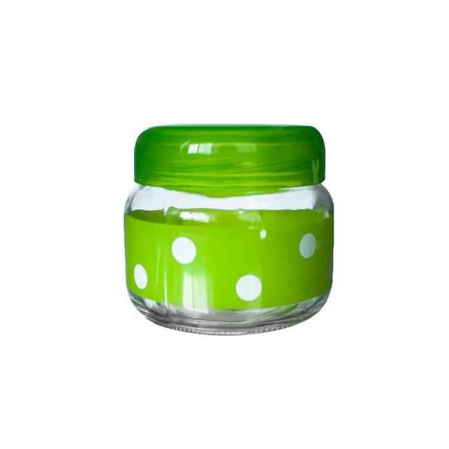 Стъклен буркан  с пластвасова капачка зелен  425мл  (Е) M-131751/131967 - Horecano