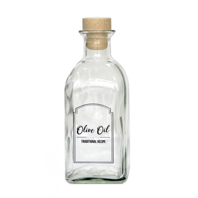 Стъклена бутилка за олио/зехтин с коркова тапа, прозрачна, 250мл MIRA, M-151406 - Horecano