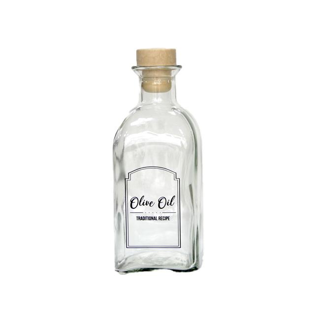 Стъклена бутилка  за олио/зехтин с коркова тапа 