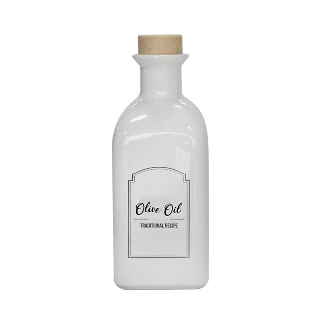 Стъклена бутилка за олио/зехтин с коркова тапа, бяла, 250мл MIRA, M-151406-WSO - Horecano
