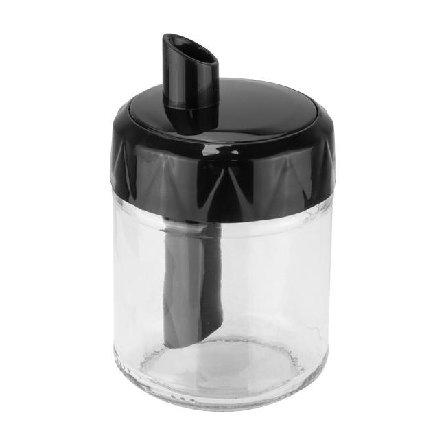 Стъклена захарница с пластмасов черен/бял капак 210мл LEXA M-201015 - Horecano