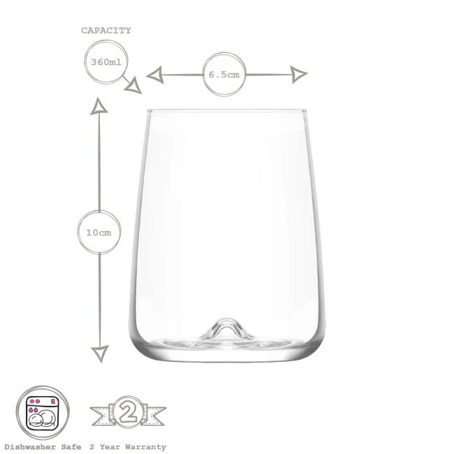 Стъклена чаша за безалкохолни напитки / вода висока 360мл TRA 359 - Lav