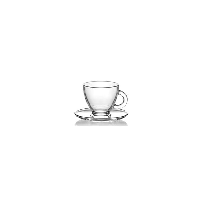 Комплект стъклена чаша за чай  / топли напитки с чинийка 225мл  6бр. ROMA S5 - Lav