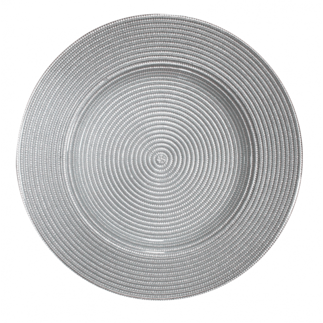 Стъклена чиния подложна за декорация 32см (1Y33010)-сребро - Lav