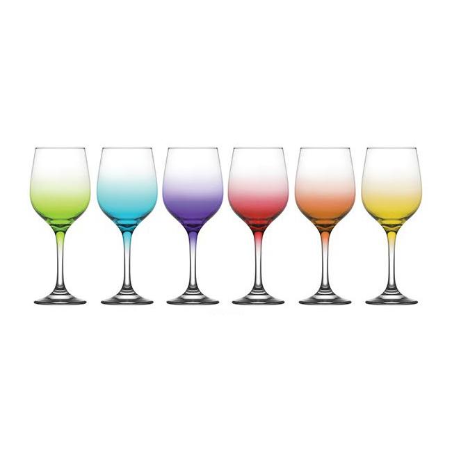 Стъклена чаша за вино цветна 395мл CORAL FAME FAM 556 PMT6M0002FC - Lav