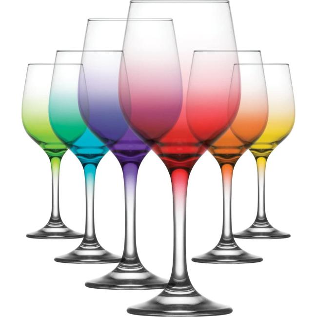 Стъклена чаша за вино цветна 395мл CORAL FAME FAM 556 PMT6M0002FC - Lav