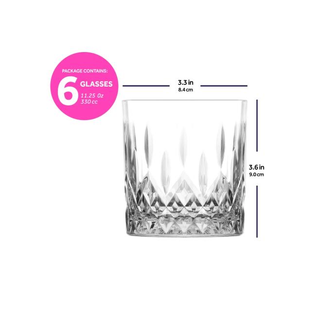 Стъклена чаша за алкохол / аператив ниска 330мл LAV-ODN (430) 