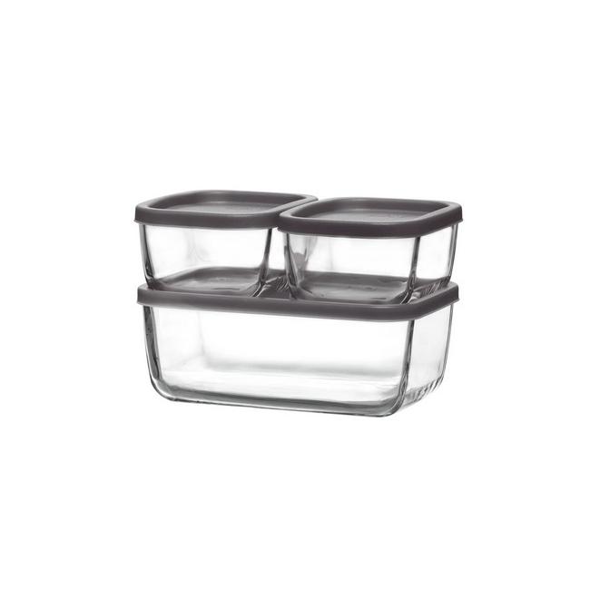 Комплект от 3 стъклени кутии със сиви капаци LAV-CUBES 6 - Lav