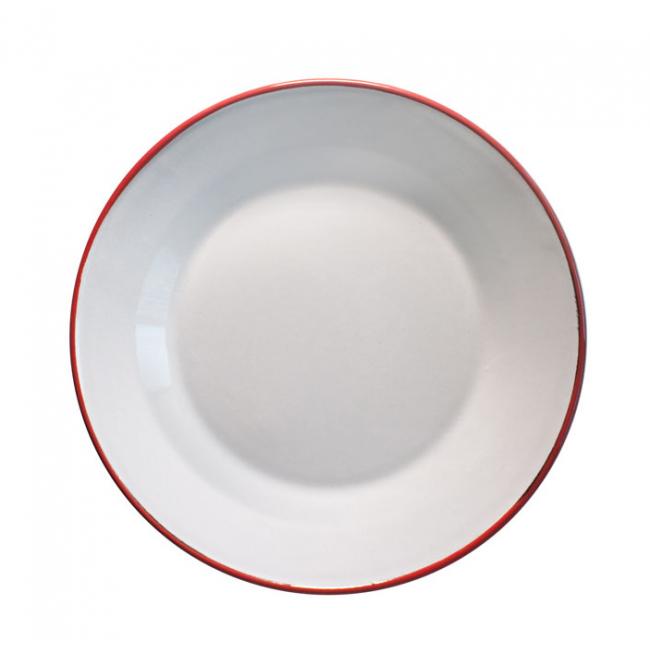 Емайлирана чиния плитка ф22мл крем/червено RETRO-(99J/22 105+105) - Horecano