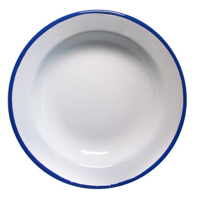 Емайлирана чиния дълбока ф22см синьо/бяло RETRO-(99/22 1+1+2) - Horecano