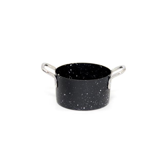Мини тенджерка за сервиране с незалепващо мраморно покритие 9x5,25см 350мл черна (SG-70225(C)) - Horecano