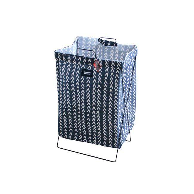Кош за дрехи с метална рамка 35х26х59см синьо/бяло с декор №931084 - Horecano