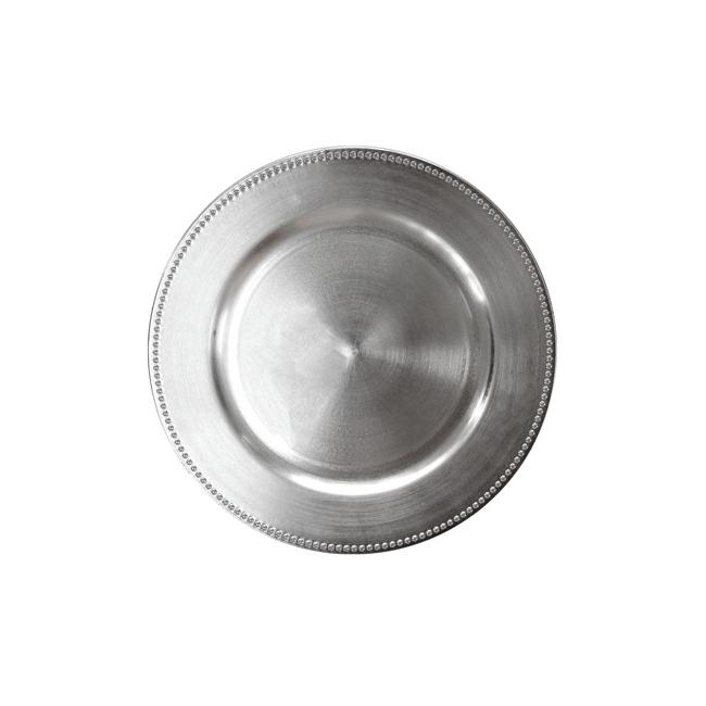 Полипропиленова подложна  чиния  с релефен кант сребриста ф33см HORECANO-(T119) 