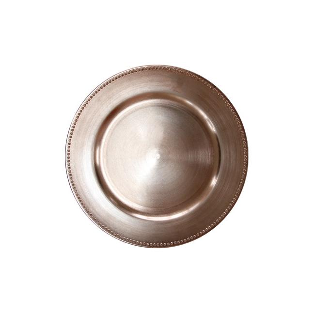 Полипропиленова подложна  чиния    с релефен кант розово злато ф33см HORECANO-(T119) 