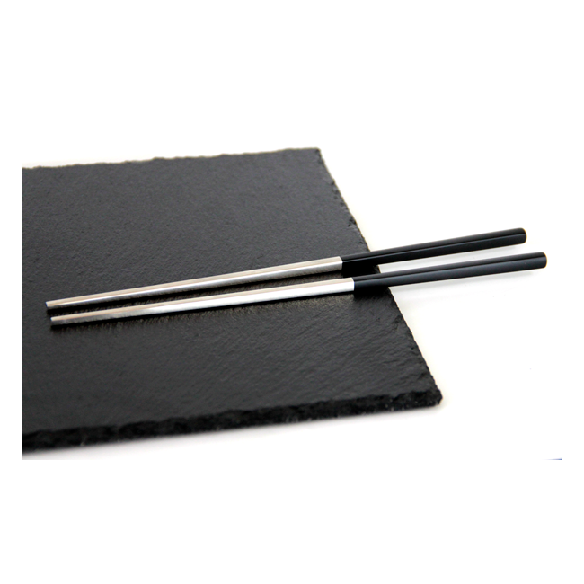 Метален чопстик за азиатска храна 2бр черно/сребърно HORECANO-SHIBUI (HC-93925)  