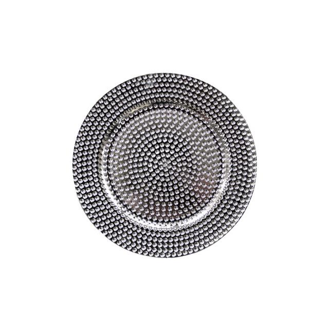 Полипропиленова подложна  чиния  релефна сребриста ф33см   HORECANO-(HC-93941) 194600-2